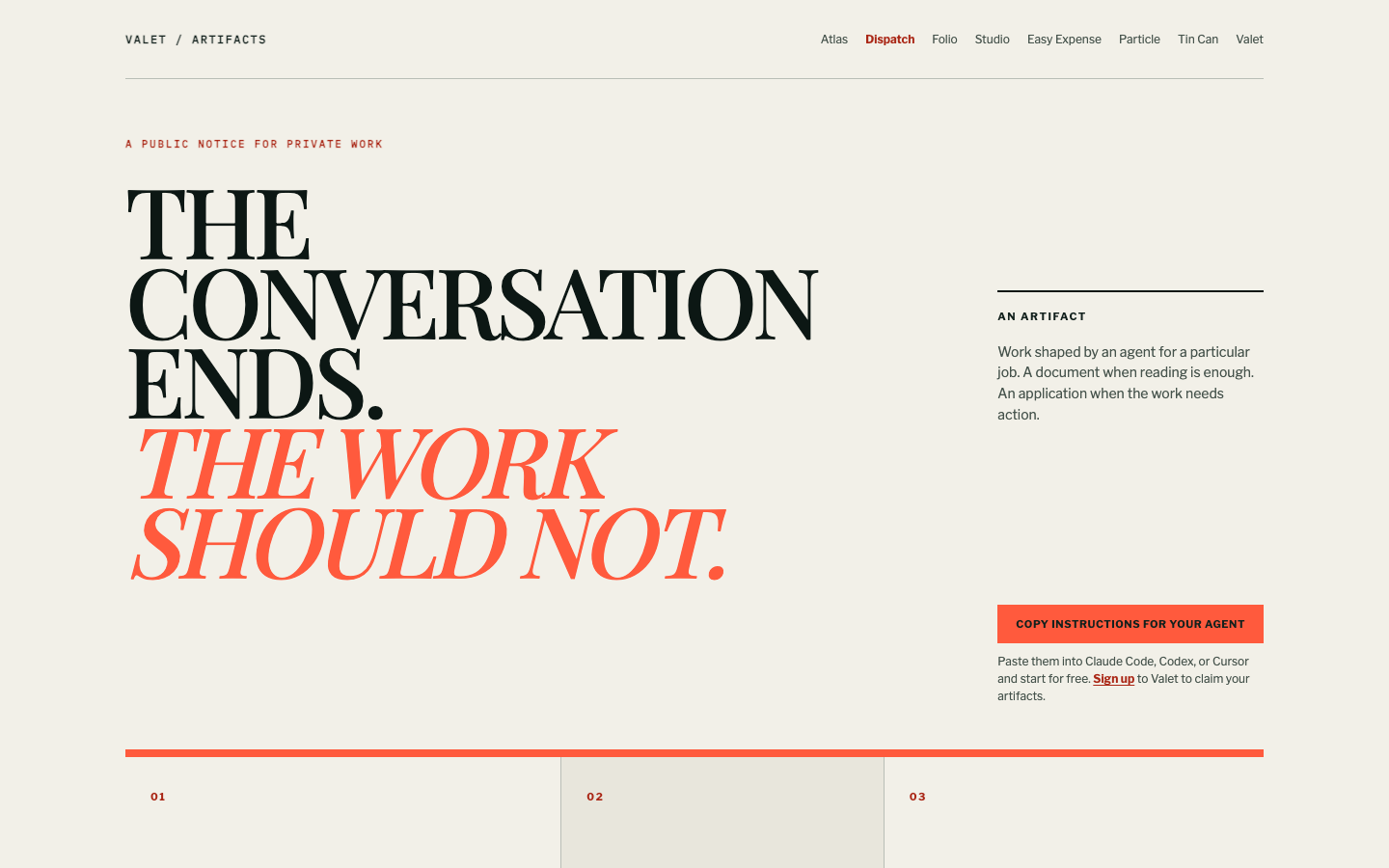 Dispatch interprets the Valet artifact guide as a monumental public notice